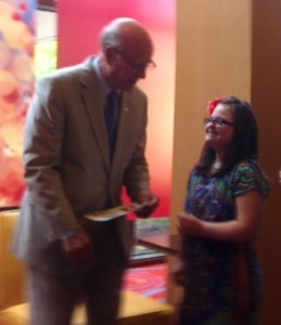 Rachel saying good bye to her new friend Senator Pat Roberts