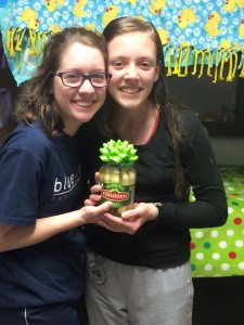 Rachel's adult counselor Abbie. Kiersten's birthday pickles. Rachel loves Abbie and thinks she is cute!  Abbie is an Olathe South graduate too! 