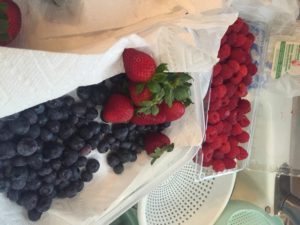 Lots of berries - blueberries, strawberries and raspberries! 