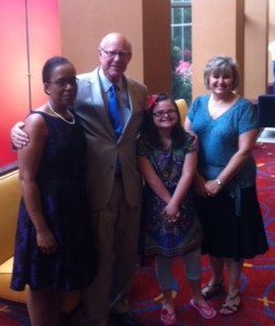 Senator Roberts with staff member Kay Sharp, Rachel and Jawanda Mast