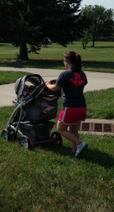 Strolling a baby to the park