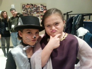 CYT Shrek the Musical. Acting silly with her Rat Tapper friend. 