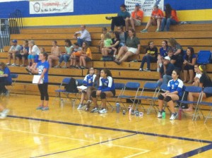Rachel on the sidelines as volleyball manager