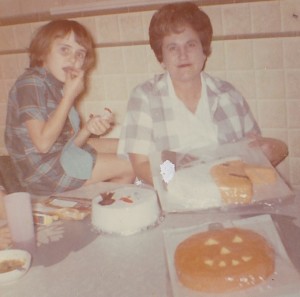 Picture in our kitchen where my mom was baking cakes for the school cake walk. 