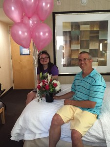 Surprise flowers & balloons from friends waiting in the room - how special! 