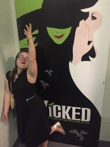 Rachel in the backstage hallway after Wicked. She had to Strike the Pose. 