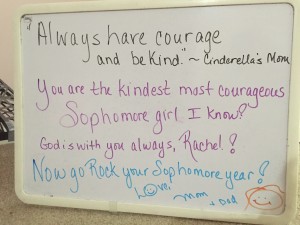 Always have courage and be kind, Rachel!