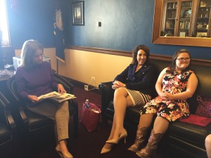 Congresswoman Lynn Jenkins (R-KS) reviewing Rachel's bio and NDSS "asks". She joined the Congressional Task Force on Down Syndrome and signed on as a co-sponsor for the Accurate Education for Prenatal Screenings Act.