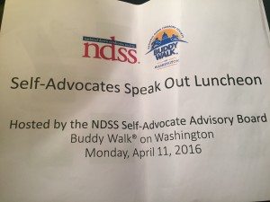 Rachel loved the luncheon sponsored by the NDSS Self-Advocate Advisory Board. They talked about voting rights. 